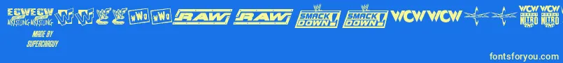 ProWrestlingLogos Font – Yellow Fonts on Blue Background