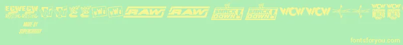 ProWrestlingLogos Font – Yellow Fonts on Green Background