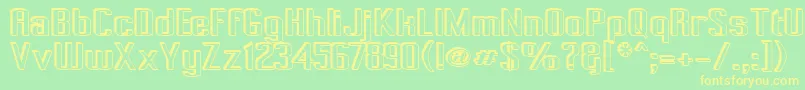 フォントPecot003 – 黄色の文字が緑の背景にあります