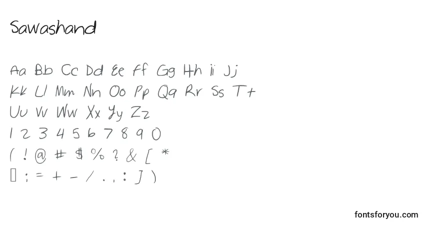 Schriftart Sawashand – Alphabet, Zahlen, spezielle Symbole