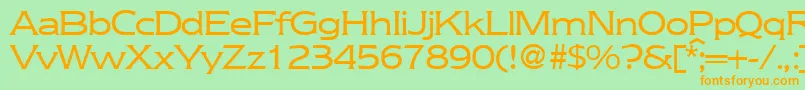 フォントNebraskaRegularDb – オレンジの文字が緑の背景にあります。