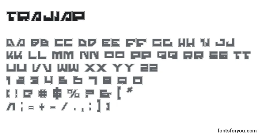 A fonte Trajiap – alfabeto, números, caracteres especiais