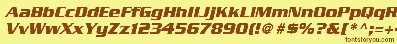 SerpentineLtBoldOblique-Schriftart – Braune Schriften auf gelbem Hintergrund