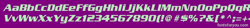 SerpentineLtBoldOblique-Schriftart – Grüne Schriften auf violettem Hintergrund
