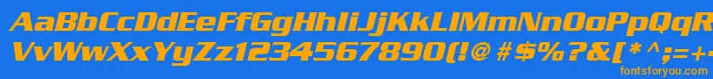 SerpentineLtBoldOblique-Schriftart – Orangefarbene Schriften auf blauem Hintergrund
