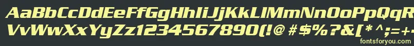 SerpentineLtBoldOblique-Schriftart – Gelbe Schriften auf schwarzem Hintergrund