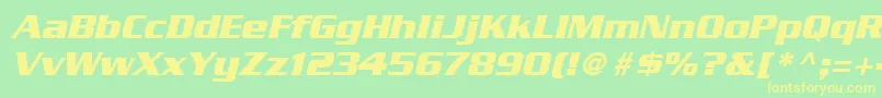 SerpentineLtBoldOblique-Schriftart – Gelbe Schriften auf grünem Hintergrund