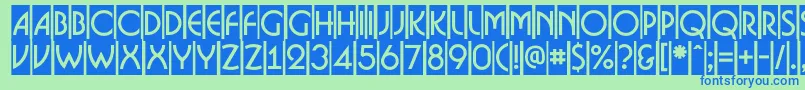 フォントABosanovacm – 青い文字は緑の背景です。