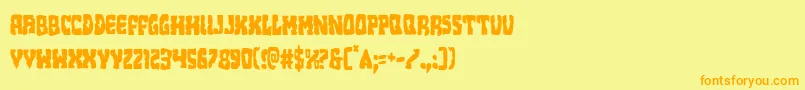 フォントBeastiancond – オレンジの文字が黄色の背景にあります。