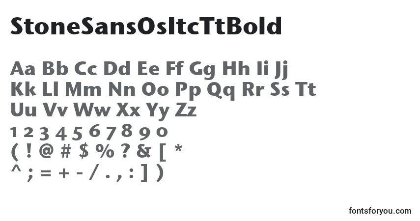 A fonte StoneSansOsItcTtBold – alfabeto, números, caracteres especiais