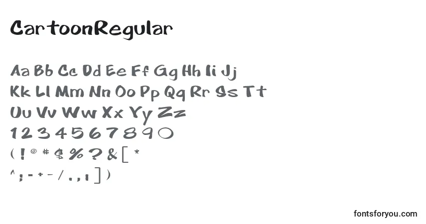 Czcionka CartoonRegular – alfabet, cyfry, specjalne znaki