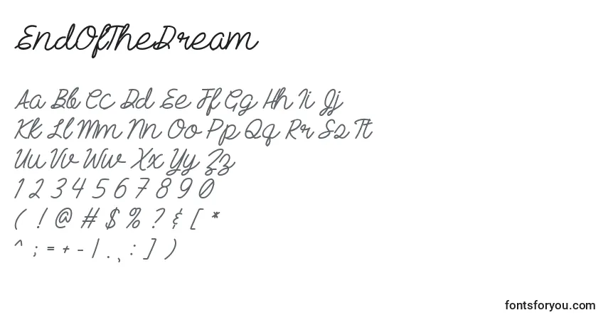 EndOfTheDream Font – alphabet, numbers, special characters