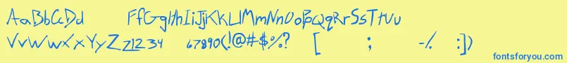 フォントTrittoTrialVersion – 青い文字が黄色の背景にあります。