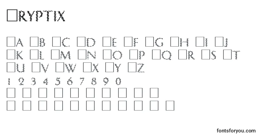 Czcionka Cryptix – alfabet, cyfry, specjalne znaki