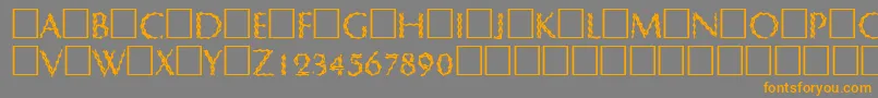 フォントCryptix – オレンジの文字は灰色の背景にあります。