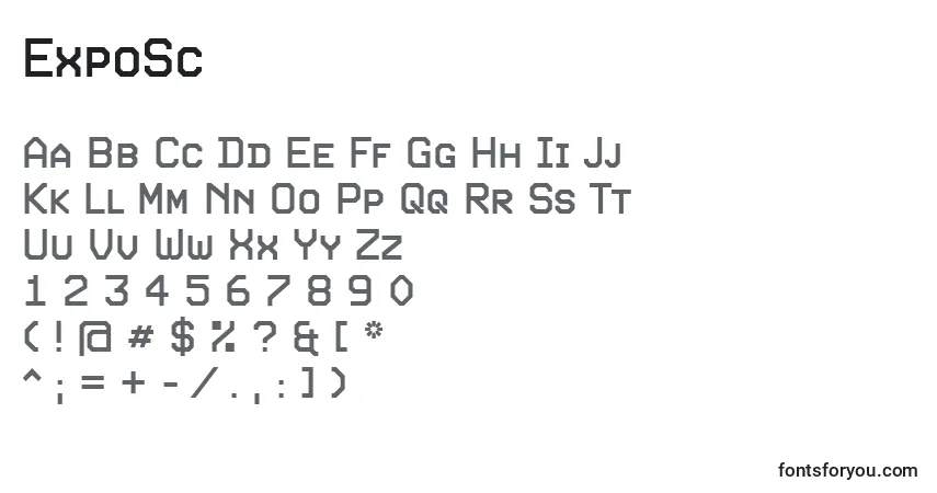 A fonte ExpoSc – alfabeto, números, caracteres especiais