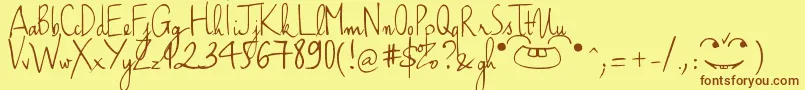 Шрифт HaikusScriptVersion08 – коричневые шрифты на жёлтом фоне