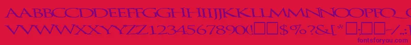 Fonte BathingRegularTtnorm – fontes roxas em um fundo vermelho