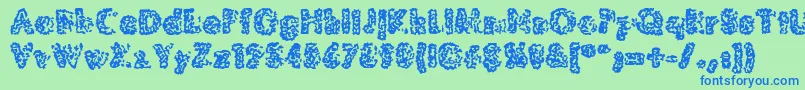 フォントMoldyPillowregular – 青い文字は緑の背景です。
