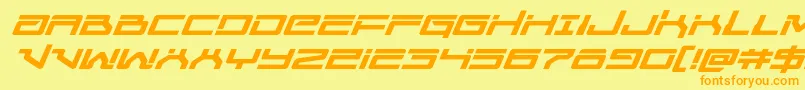Unitedplanetsexpanditalフォントについての詳細 フォントUnitedplanetsexpandital – オレンジの文字が黄色の背景にあります。