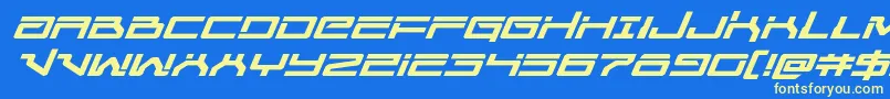 Unitedplanetsexpandital Font – Yellow Fonts on Blue Background