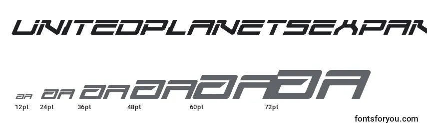 Размеры шрифта Unitedplanetsexpandital