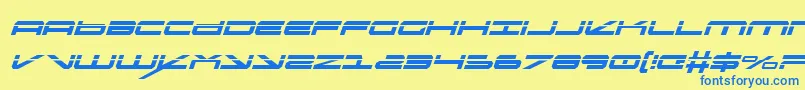 フォントOramaclsi – 青い文字が黄色の背景にあります。