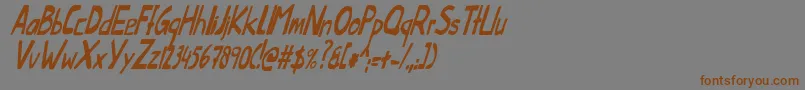 Weitere Informationen zur ThislittlepiggyCondensedItalic-Schriftart ThislittlepiggyCondensedItalic-Schriftart – Braune Schriften auf grauem Hintergrund