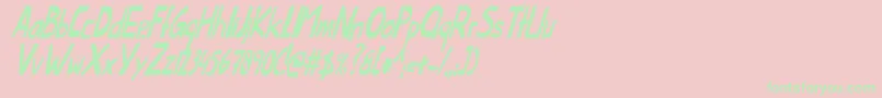 ThislittlepiggyCondensedItalic-Schriftart – Grüne Schriften auf rosa Hintergrund