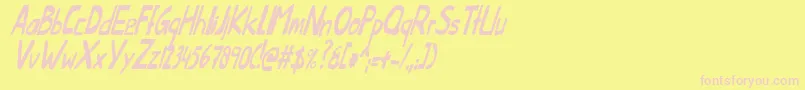 ThislittlepiggyCondensedItalic Font – Pink Fonts on Yellow Background