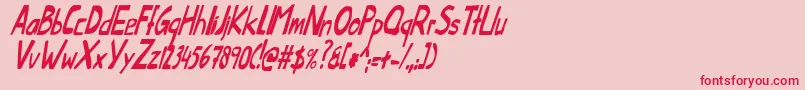 ThislittlepiggyCondensedItalicフォントについての詳細 フォントThislittlepiggyCondensedItalic – ピンクの背景に赤い文字