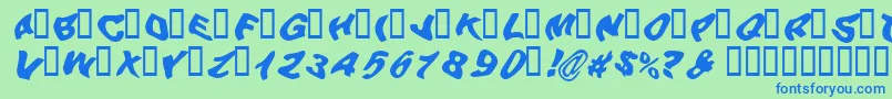 Beerg-Schriftart – Blaue Schriften auf grünem Hintergrund