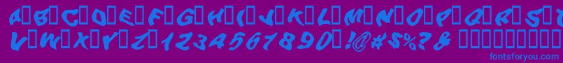 Beerg-Schriftart – Blaue Schriften auf violettem Hintergrund