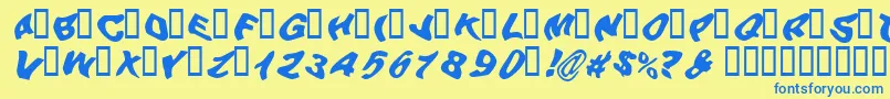 Beerg-Schriftart – Blaue Schriften auf gelbem Hintergrund