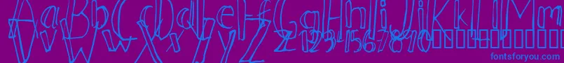 Ahnberg ffy-Schriftart – Blaue Schriften auf violettem Hintergrund