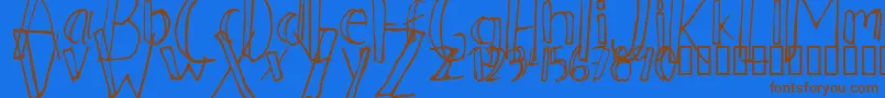 Ahnberg ffy-Schriftart – Braune Schriften auf blauem Hintergrund