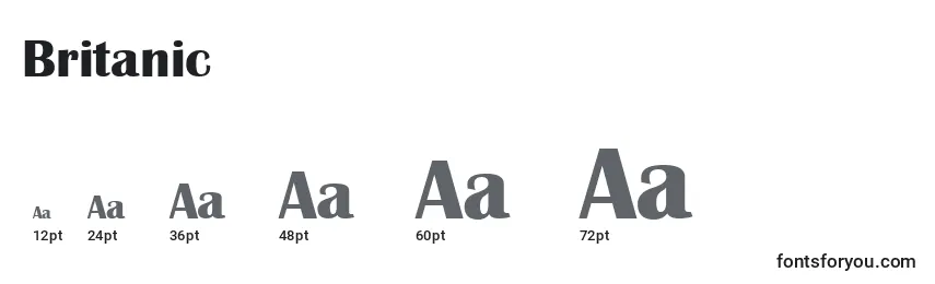 Britanic Font Sizes