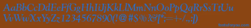 G790RomanItalic-Schriftart – Blaue Schriften auf braunem Hintergrund