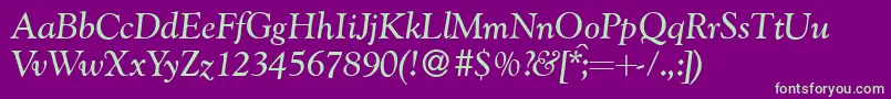 Fonte G790RomanItalic – fontes verdes em um fundo violeta