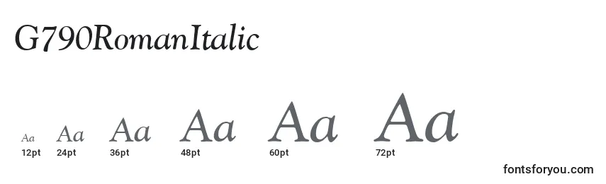 G790RomanItalic Font Sizes