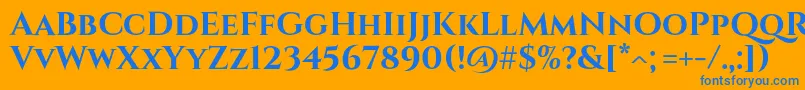 CinzelBold-Schriftart – Blaue Schriften auf orangefarbenem Hintergrund