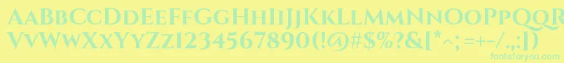 フォントCinzelBold – 黄色い背景に緑の文字