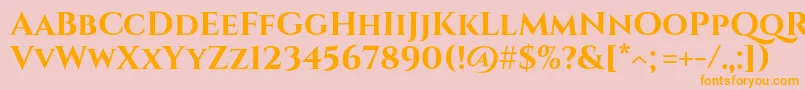 フォントCinzelBold – オレンジの文字がピンクの背景にあります。