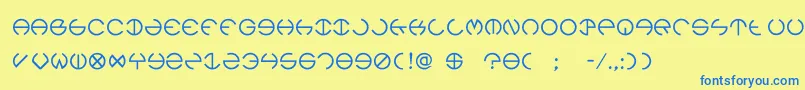 フォントRebec4 – 青い文字が黄色の背景にあります。