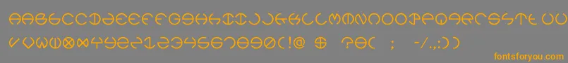 フォントRebec4 – オレンジの文字は灰色の背景にあります。