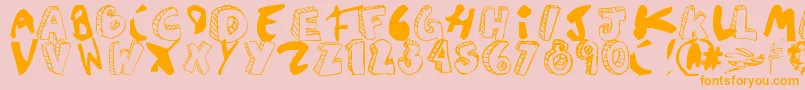 フォントAgustinasans – オレンジの文字がピンクの背景にあります。