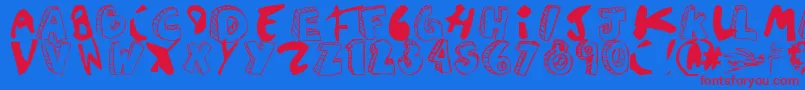 Agustinasans Font – Red Fonts on Blue Background