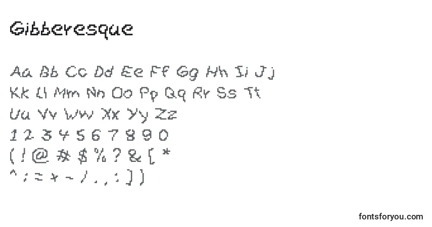 Schriftart Gibberesque – Alphabet, Zahlen, spezielle Symbole