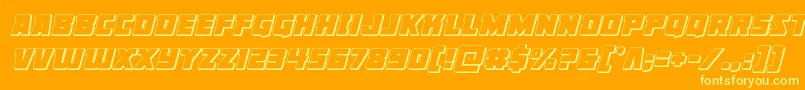 Libertylegion3Dital-Schriftart – Gelbe Schriften auf orangefarbenem Hintergrund