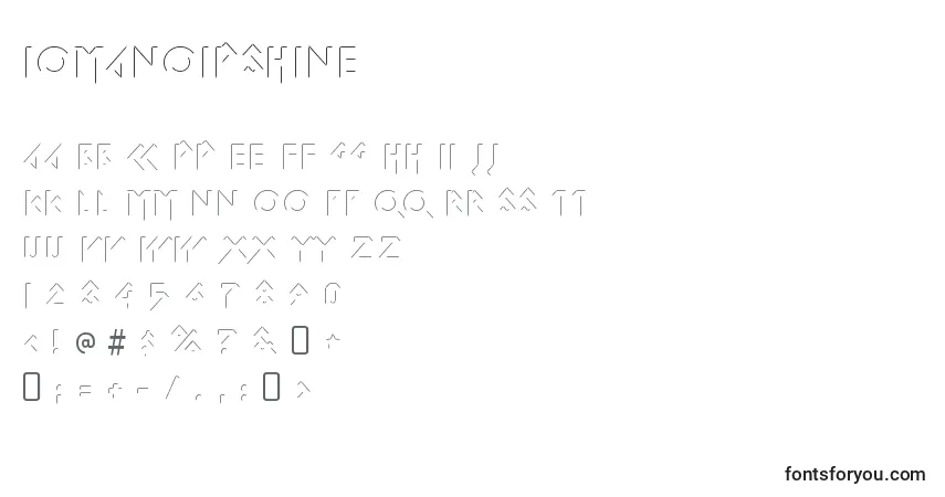 Czcionka IomanoidShine – alfabet, cyfry, specjalne znaki